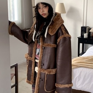 FORMAL温暖毛绒里拼接翻领潮款 2025冬款 麂皮外套 女装 韩国代购