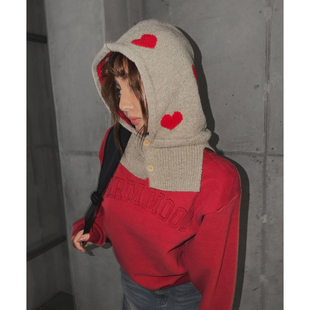 时尚 韩国正品 新款 LAG2025冬季 通勤心形图案百搭休闲帽针织帽 女装