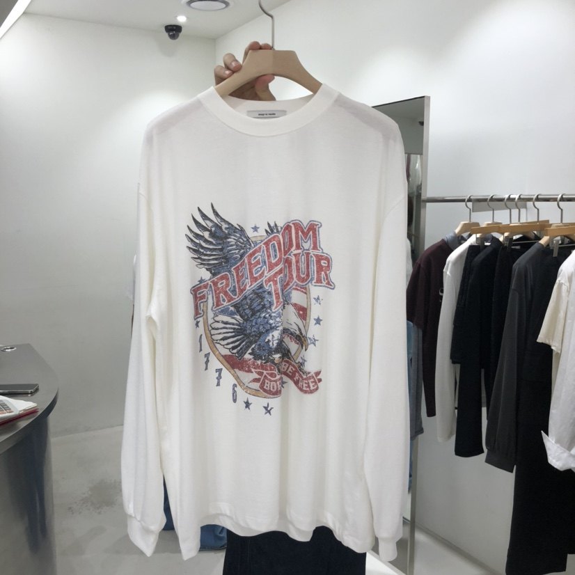 雄鹰印花超酷时尚宽松长袖潮T恤