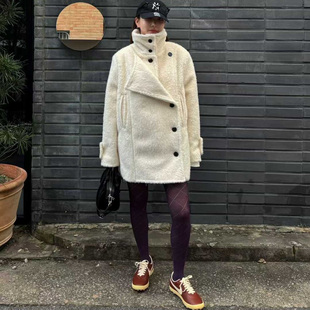 IS帅气英伦风立领毛绒温暖显瘦潮款 韩国代购 EGG 2025冬款 外套 女装