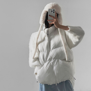 时尚 韩国正品 款 LAG2025冬季 通勤直筒半高领抽绳纯色休闲马甲 女装