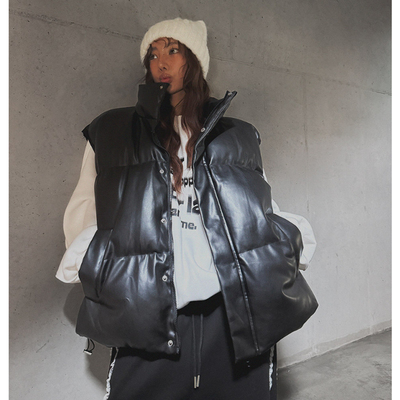 韩国纯色保暖高领拉链休闲马甲