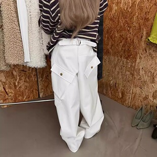 韩国代购女装2025冬款auver_fit宽松工装风低档休闲阔腿垮裤潮裤