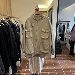 L立领帅气工装 韩国代购 CHOI 2025秋款 风口袋宽大外套 女装