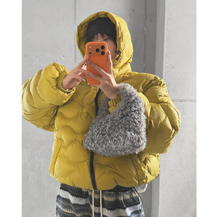 女装 通勤纯色宽松拉链连帽长袖 LAG2025冬季 时尚 棉服 新款 韩国正品