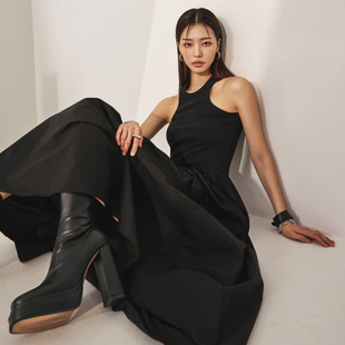 ÚNICO夏弹力修身 女装 收腰拼接蓬蓬下摆背心连衣裙 韩国代购 现