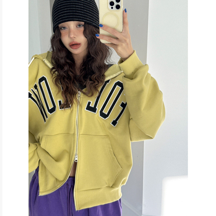 y-gee韩国代购女装2026早春运动风字母宽松连帽潮款拉链外套,女装/女士精品,短外套,淘宝优惠券,粉丝福利购,淘宝优惠卷