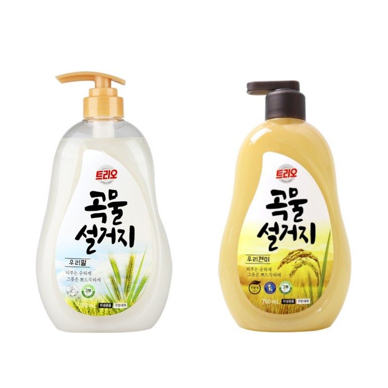 韩国进口爱敬 谷物洗洁精天然谷物糠小麦奶瓶果蔬洗碗液750ML 2瓶