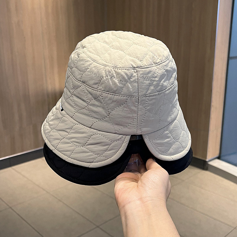 可扎马尾夹棉渔夫帽女秋冬显脸小