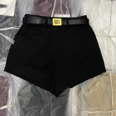 2024秋季配皮带高腰显瘦休闲短裤女韩版百搭a字裤西装短裤靴裤