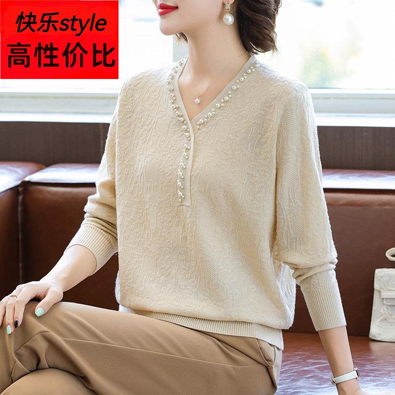 妈妈洋派打底上衣服中年女装秋装2025新款毛衣中老年春秋针织小衫