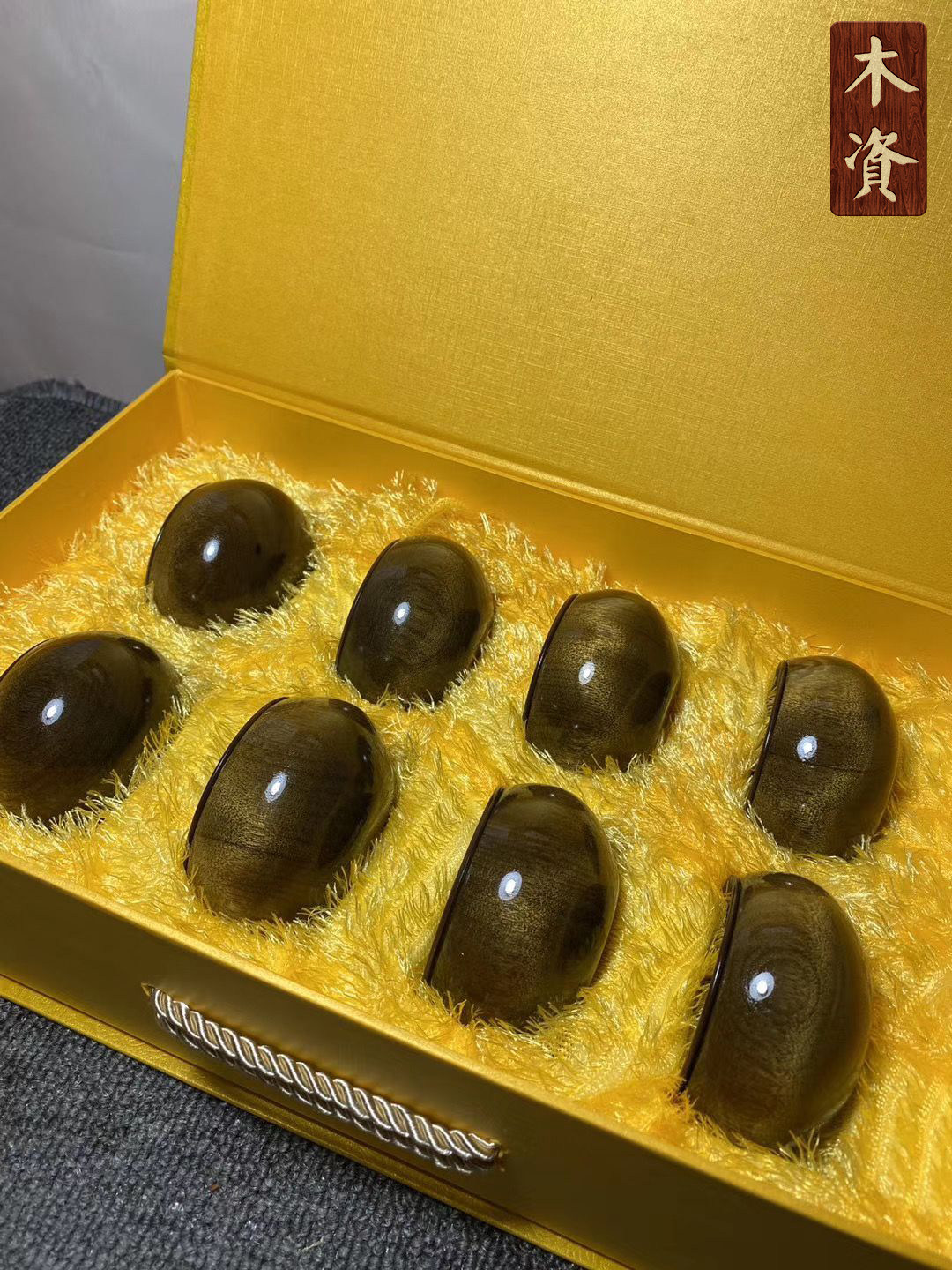 四川陶瓷杯送礼金丝楠木