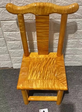 金丝楠木大叶楠水波纹靠背椅实木家居客厅摆设小椅子儿童换鞋凳子