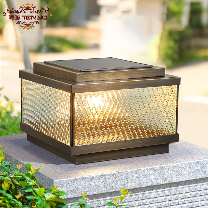 藤源柱子灯太阳能矮灯身设计