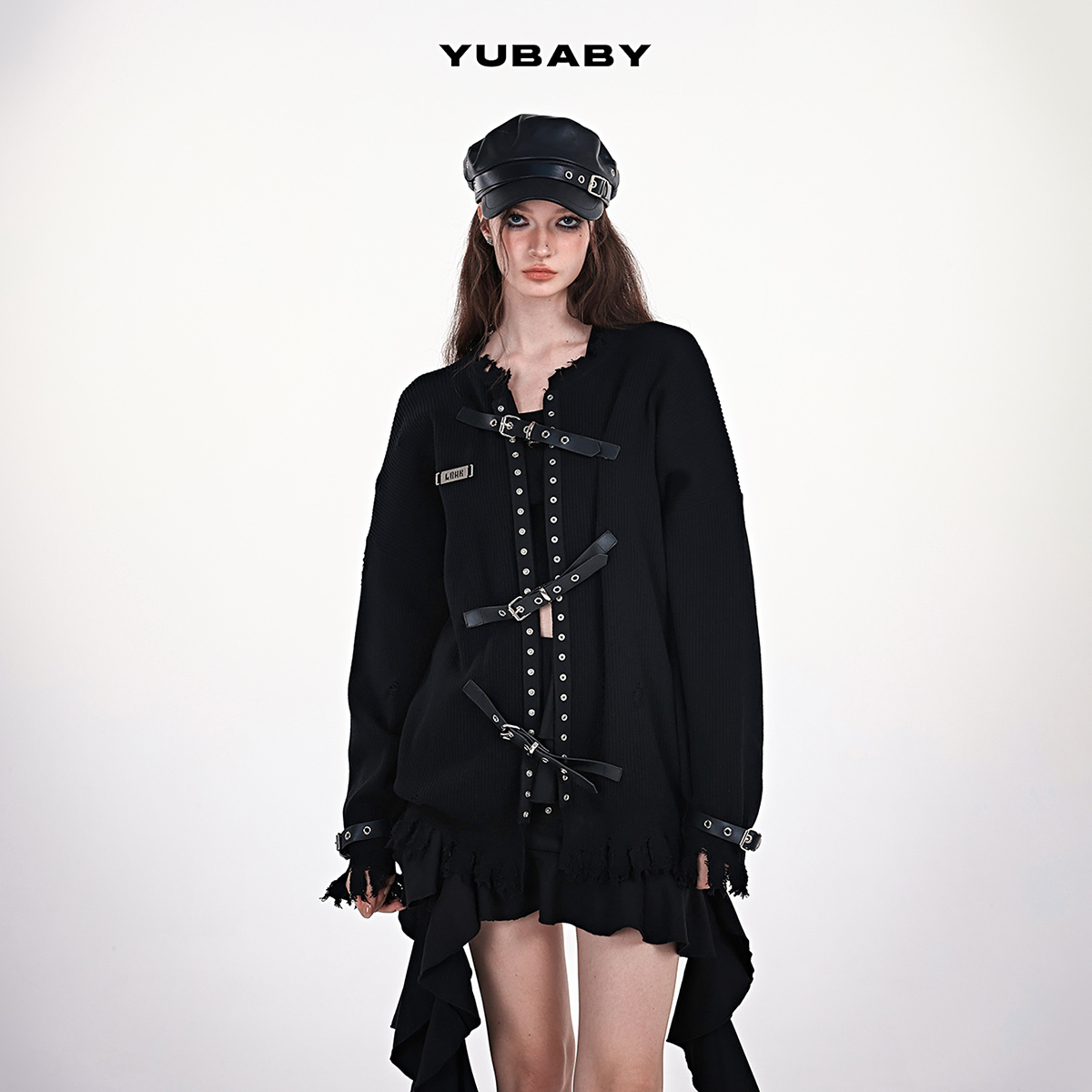 黑色穿搭开衫毛衣外套朋克宽松