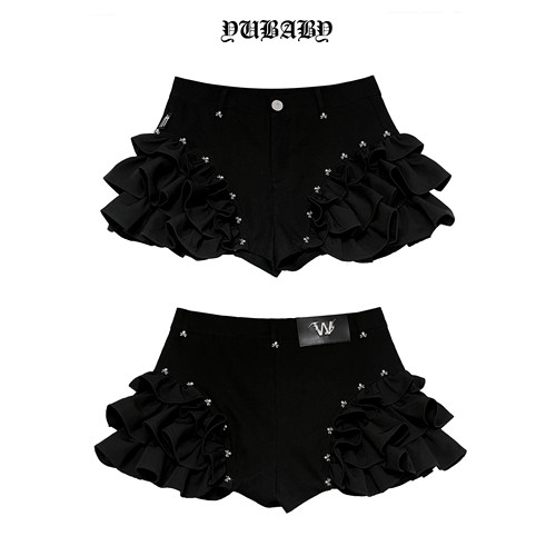 【大花边中腰】蓬蓬波浪花边个性宽松暗黑百搭短裤层层裙裤包臀
