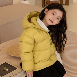 25冬季女童韩版男女中大童90白鸭绒羽绒服外套洋气短款加厚面包服