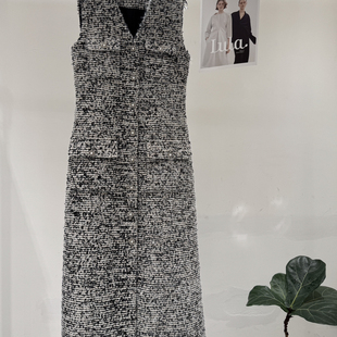 连衣裙A07 长款 6008 无袖 诺诺设计冬上新小香风V领单排扣时尚