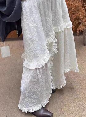 诺诺家上新木耳边提花蕾丝不规则百搭半身裙(含5羊毛)YS251-G416