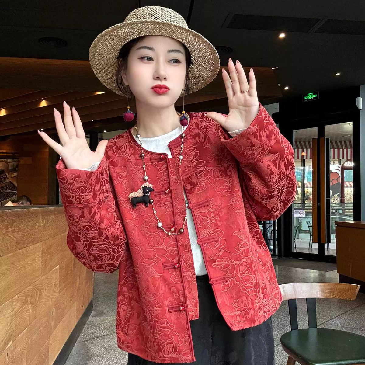 诺诺新中式优雅气质提花盘扣短外套(配胸针)xx8482,女装/女士精品,时尚套装,淘宝优惠券,粉丝福利购,淘宝优惠卷