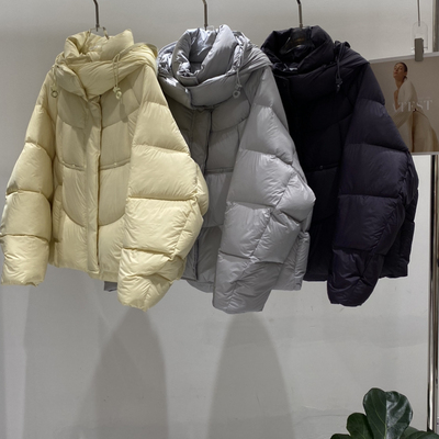 诺诺设计冬上新简约廓形连帽宽松短款保暖羽绒服外套012-25117