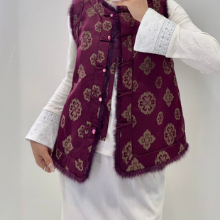 诺诺设计冬上新新中式 t0166 图案提花圆领盘扣马甲YS3