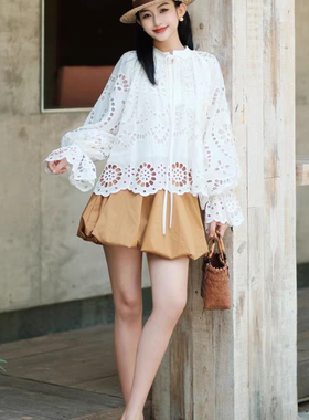 诺诺家小众宽松上衣日常通勤约会皆能穿出优雅温柔的法小衫A9924