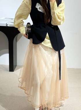 诺诺家大摆版型松紧腰垂感好灵动飘逸减龄网纱半身裙YS342-G322