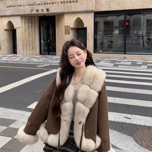 诺诺冬上新真狐狸毛拼接时尚爆款保暖羽绒服外套714