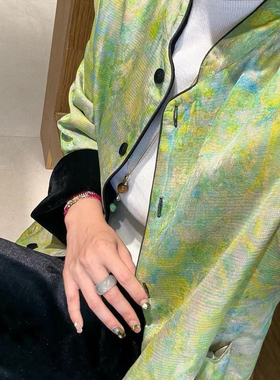 诺诺设计穿夹棉真丝丝绒金线桑蚕丝AB面阔版大气柔软短外套t1612