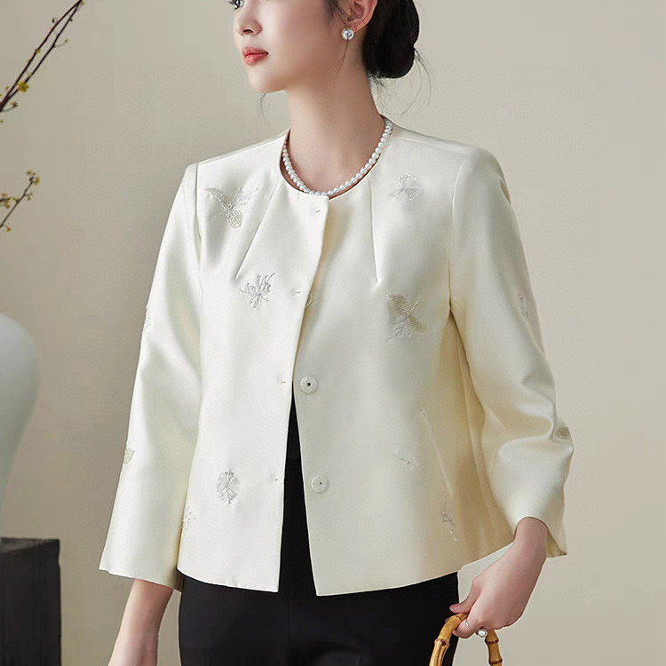 诺诺家小众新中式国风繁花钉珠A型轻奢短款外套上衣短外套A9208
