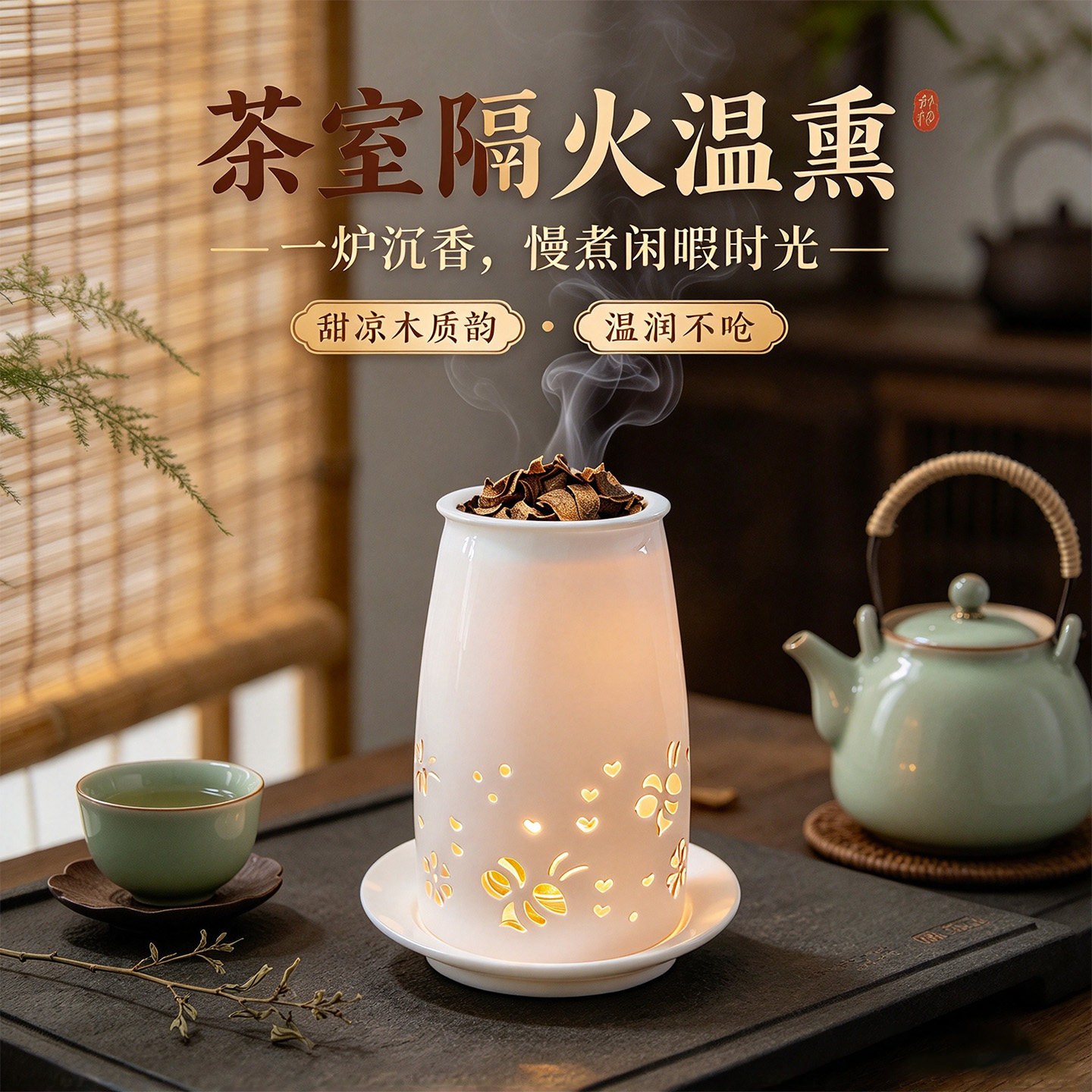 沉香陶瓷隔火香薰炉 蜡烛薰香灯沉香精油香薰灯家用扩香沉香炉