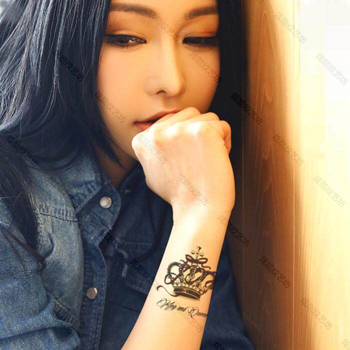 买一送一纹身贴防水持久男女皇冠手臂背腰腿写真艺术防真花臂刺青