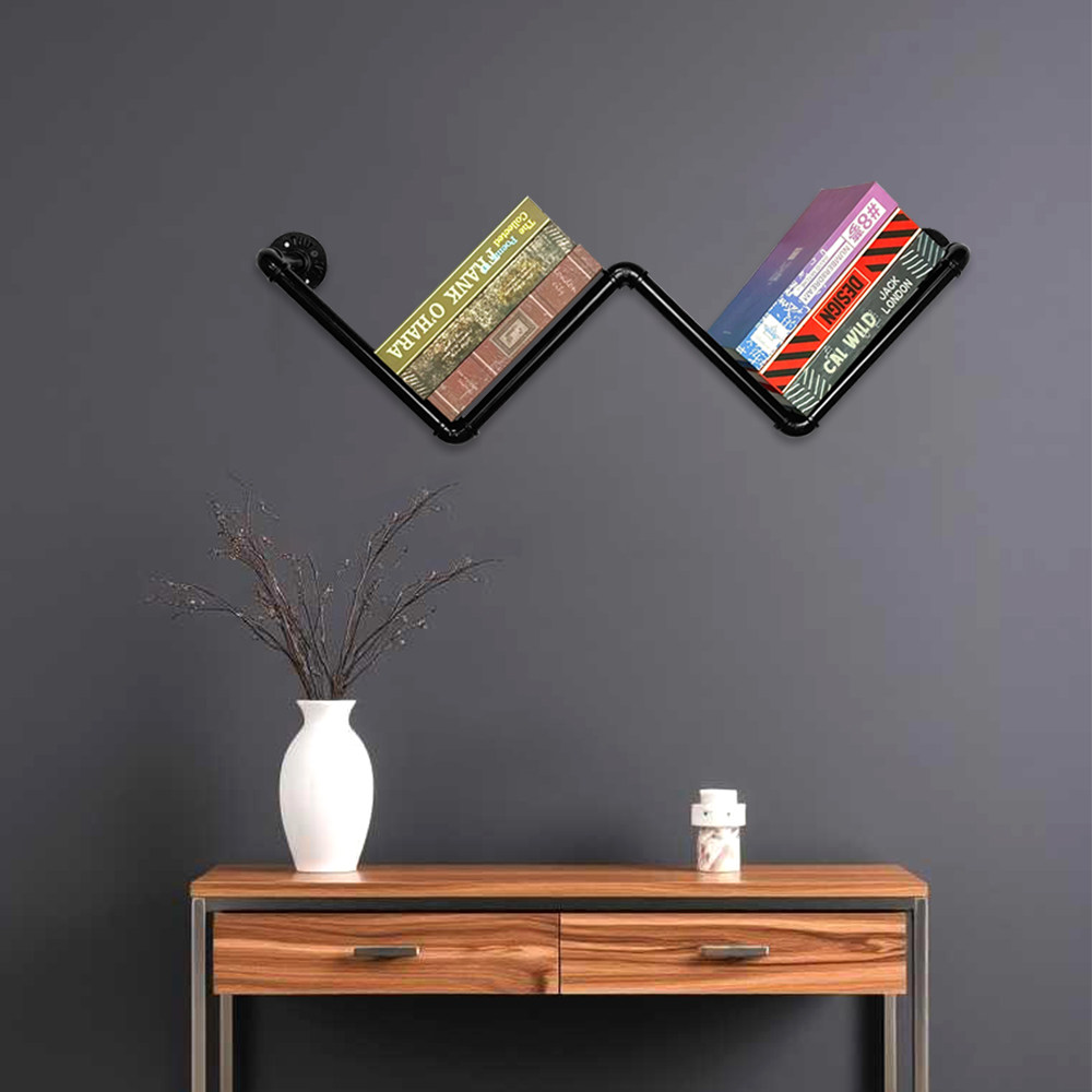 美式复古铁艺书架 水管置物架 工业风格管道书架 个性创意书架