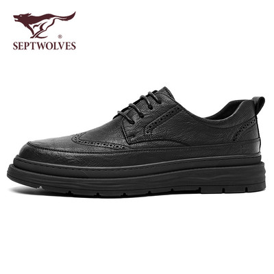 七匹狼正品男鞋男士商务休闲皮鞋头层牛皮真皮皮鞋2025冬季新款W