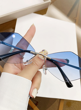 防紫外线无框墨镜显脸小欧美