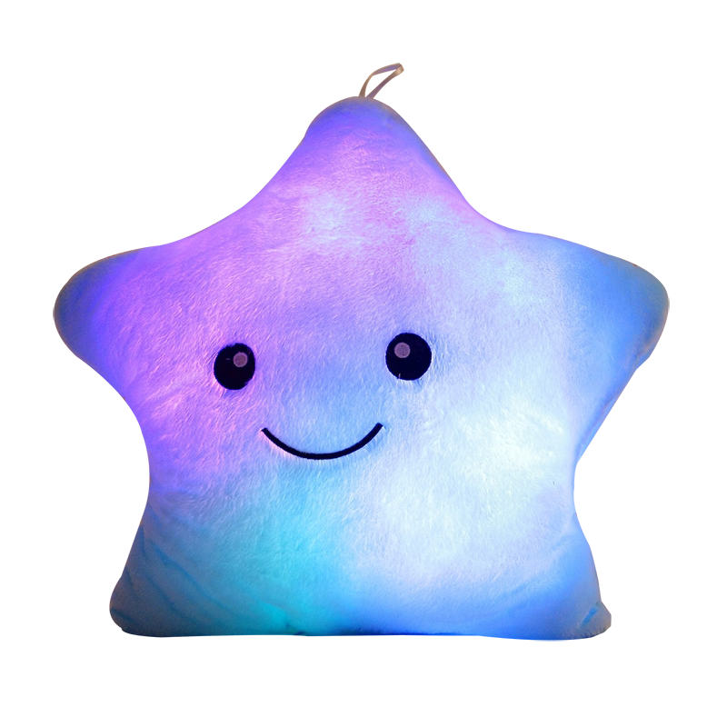 七彩发光抱枕梦幻五角星星公仔玩偶创意夜光毛绒玩具生日礼物女生