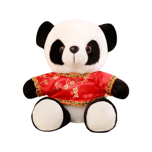 红色唐装穿衣小熊猫公仔小挂件四川旅游纪念品玩偶礼品成都送老外