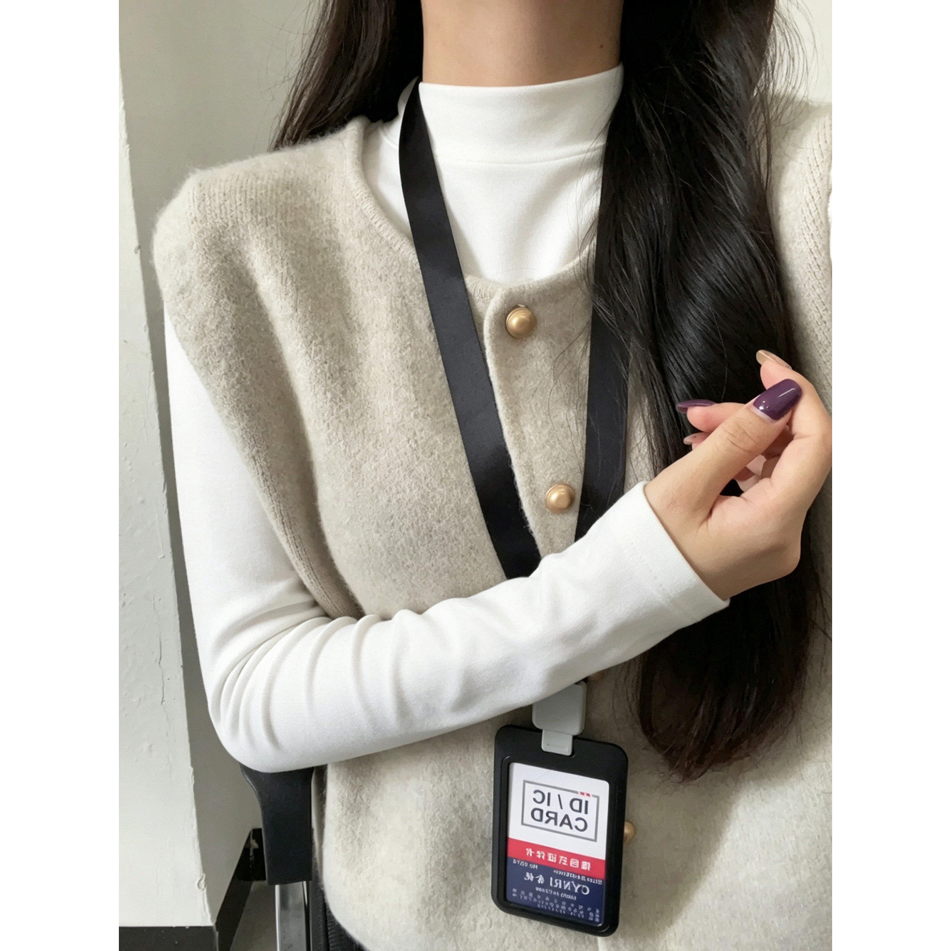 小立领白色打底衫女秋冬季新款配马甲穿的叠穿内搭长袖T恤上衣