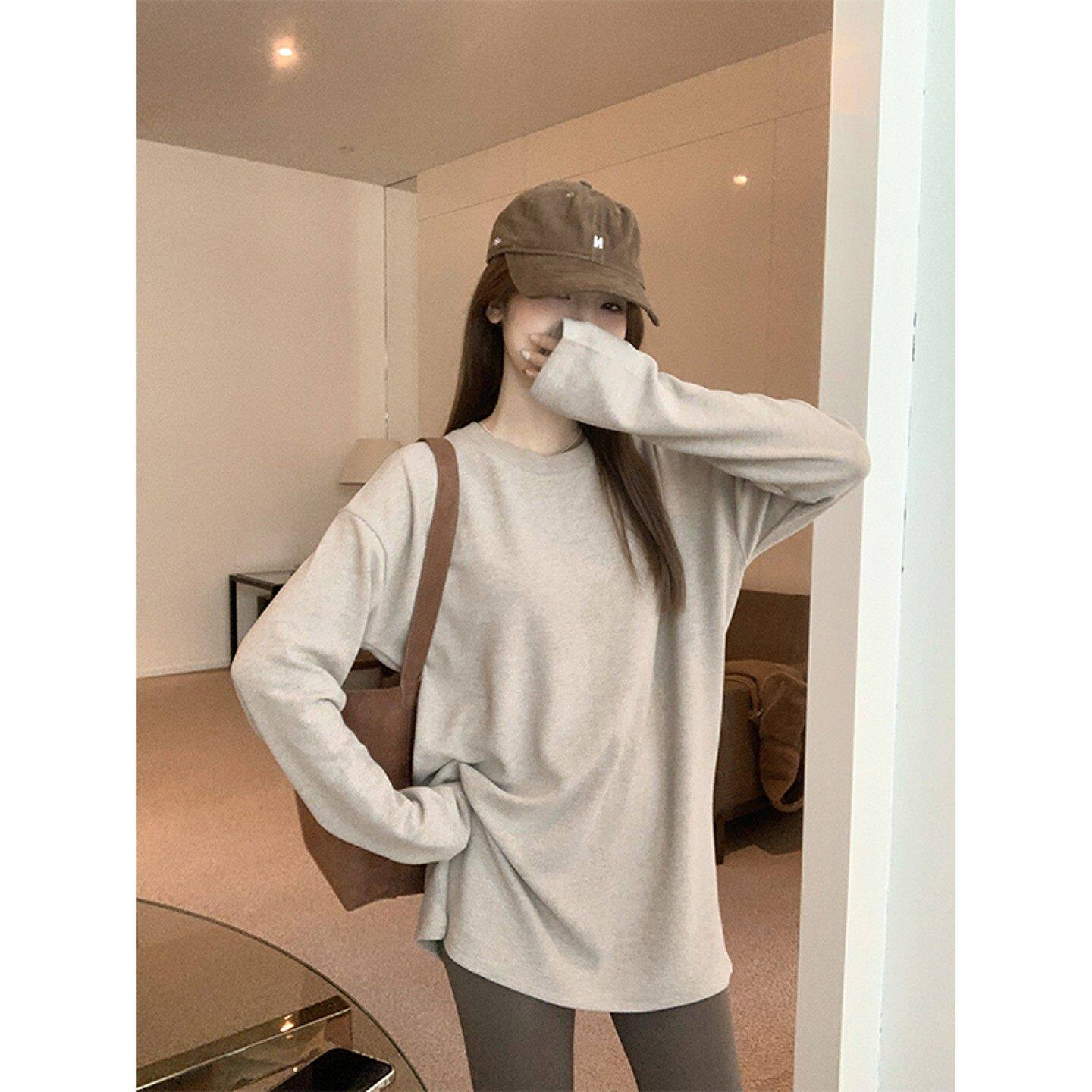 配鲨鱼裤德绒保暖羽绒服内搭中长款长袖T恤女秋冬显瘦打底衫上衣