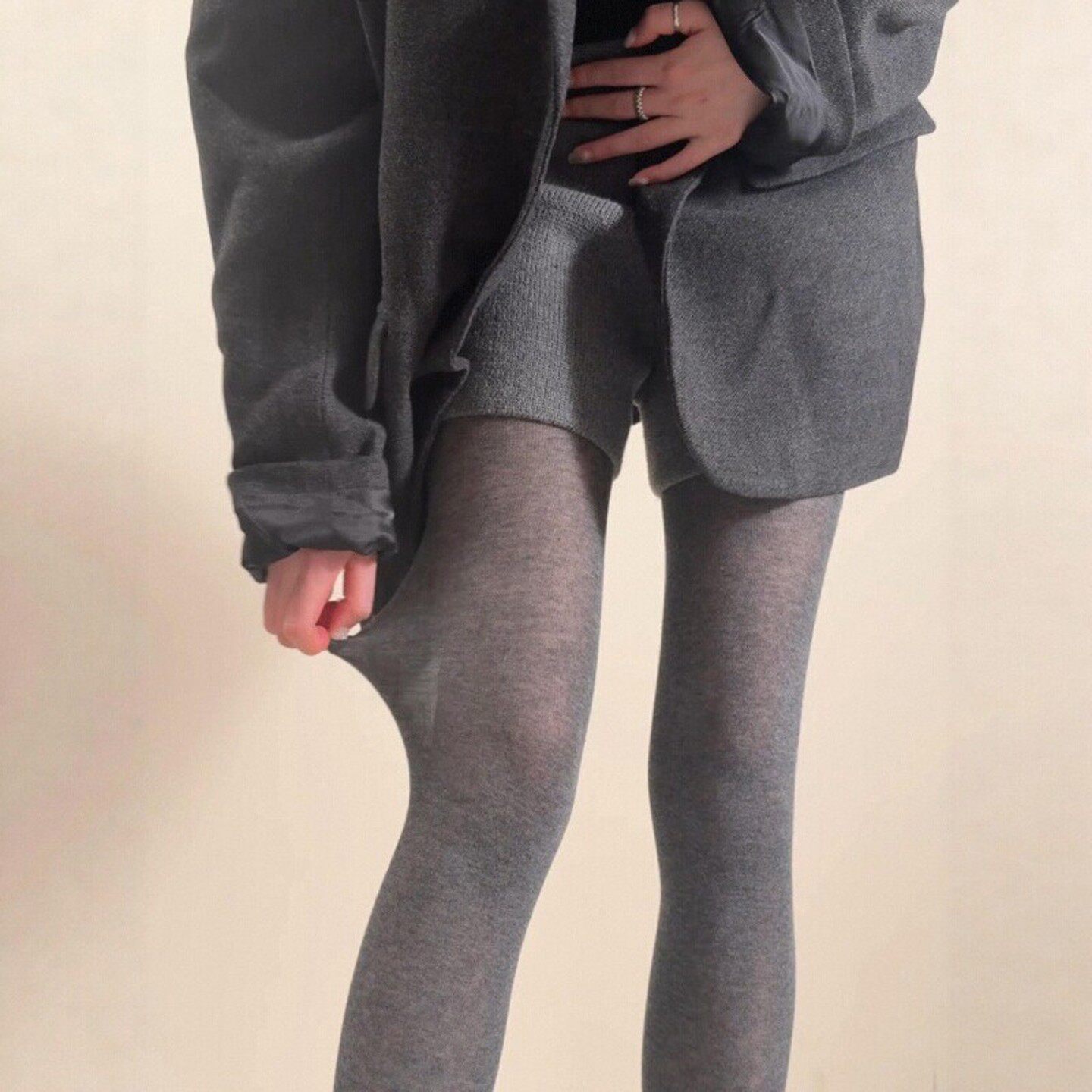 深灰色纯棉微透连裤袜女秋季职场穿搭高级感显瘦打底裤保暖不掉档