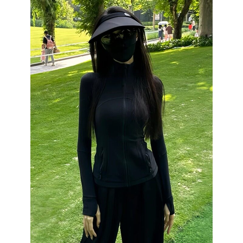 冰丝黑色修身收腰防晒衣女图片