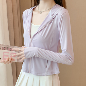 防晒衣女夏季紧身轻薄款修身开衫防紫外线2024新款冰丝防晒服外套