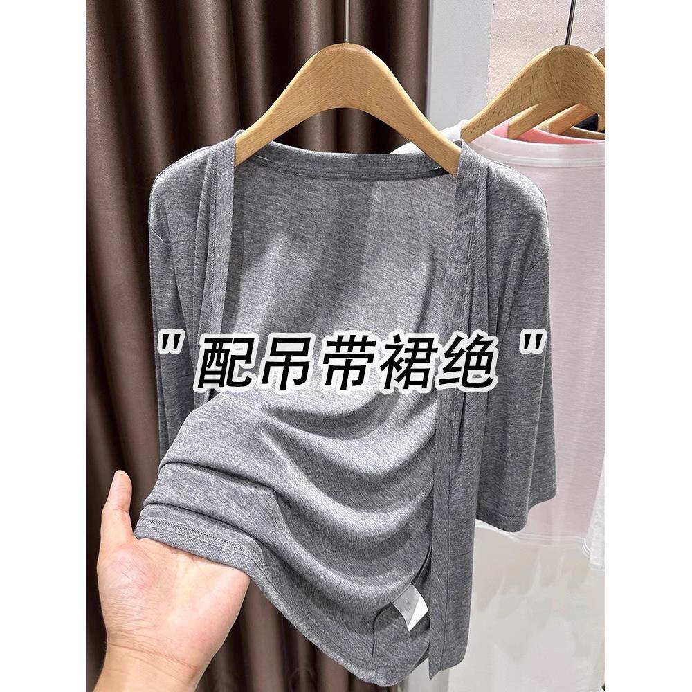 冰丝薄款灰色针织短袖防晒开衫女夏季配吊带外搭中袖空调罩衫上衣