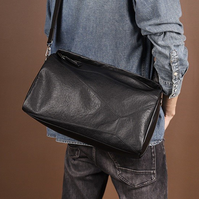 头层牛皮大容量单肩斜挎包