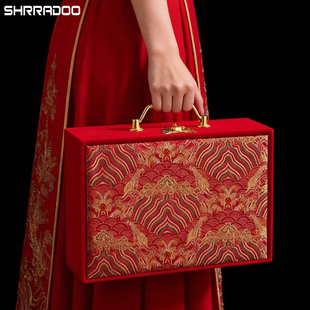 订婚礼金箱红色结婚定亲10万20万彩礼陪嫁箱子彩礼盒结婚提亲下聘