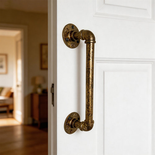 美式乡村复古铁艺个性创意简约老欧式木门厨柜门把手水管工业拉手