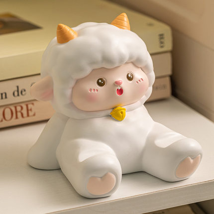 卡通咩咩羊手机支架桌面装饰摆件 创意树脂工艺品平板支撑架礼物