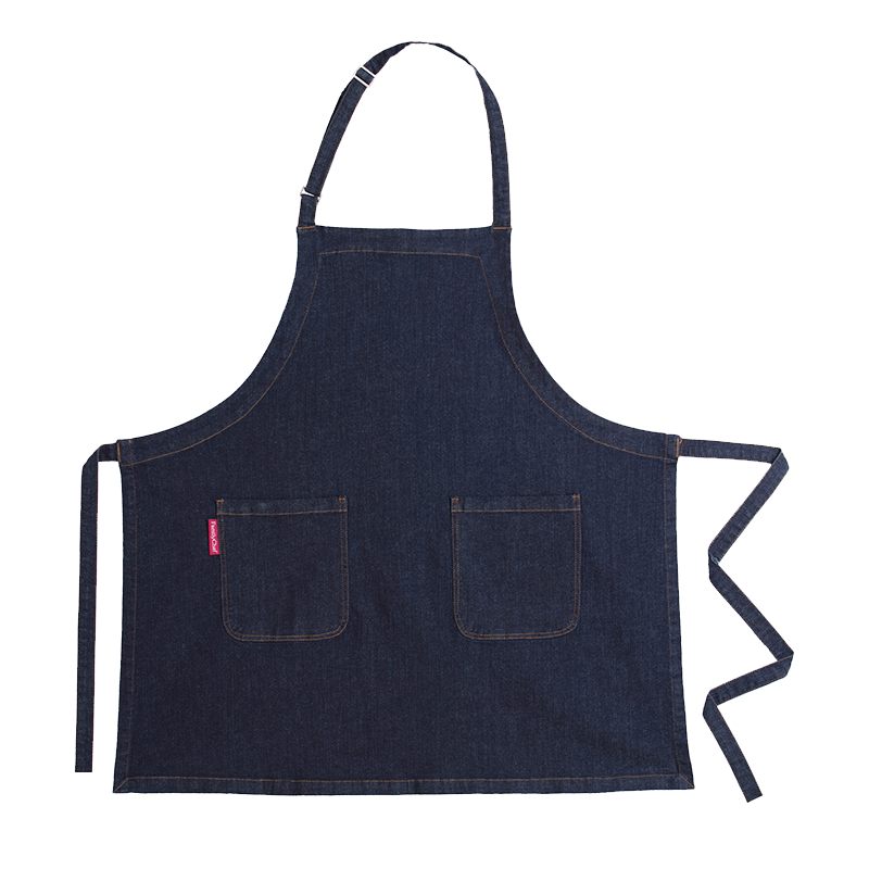 定制LOGO牛仔挂脖围裙全棉画画餐厅服务员咖啡厅工作服diy花店