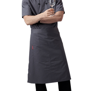 饭店酒店厨师围裙男女过膝中长款围腰半身围裙餐厅厨房餐饮服务员